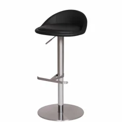 Wohnen Schwarzer Barhocker Rissino mit Edelstahl-Gestell höhenverstellbar