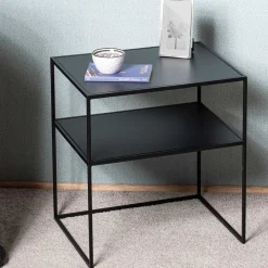 Wohnen Schwarzer Beistelltisch mit Ablageboden - Jack