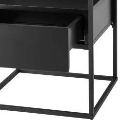 Wohnen Küchentische|Couchtisch*Schwarzer Beistelltisch mit Klarglas Platte - Troketta