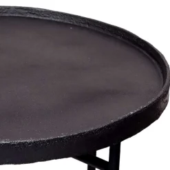 Wohnen Telefontische*Schwarzer Beistelltisch mit Alu Platte - Amalia