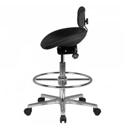 Wohnen Schwarzer Drehhocker mit niedriger Rückenlehne - Zafyra