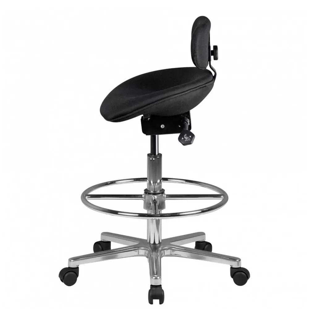 Wohnen Schwarzer Drehhocker mit niedriger Rückenlehne - Zafyra