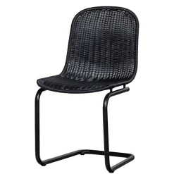 Wohnen Rattanmöbel*Schwarzer Freischwinger aus Kunstrattan - Babette (2er Set)