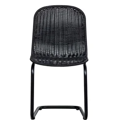 Wohnen Rattanmöbel*Schwarzer Freischwinger aus Kunstrattan - Babette (2er Set)