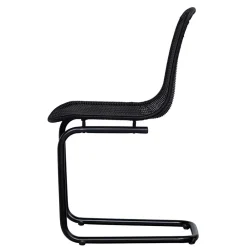 Wohnen Rattanmöbel*Schwarzer Freischwinger aus Kunstrattan - Babette (2er Set)