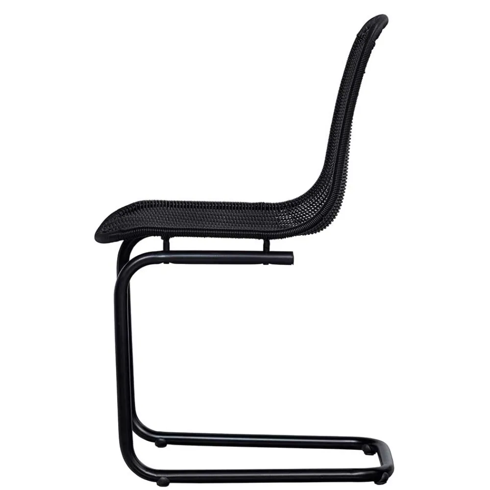 Wohnen Rattanmöbel*Schwarzer Freischwinger aus Kunstrattan - Babette (2er Set)