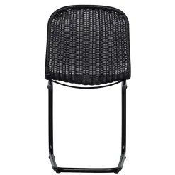 Wohnen Rattanmöbel*Schwarzer Freischwinger aus Kunstrattan - Babette (2er Set)