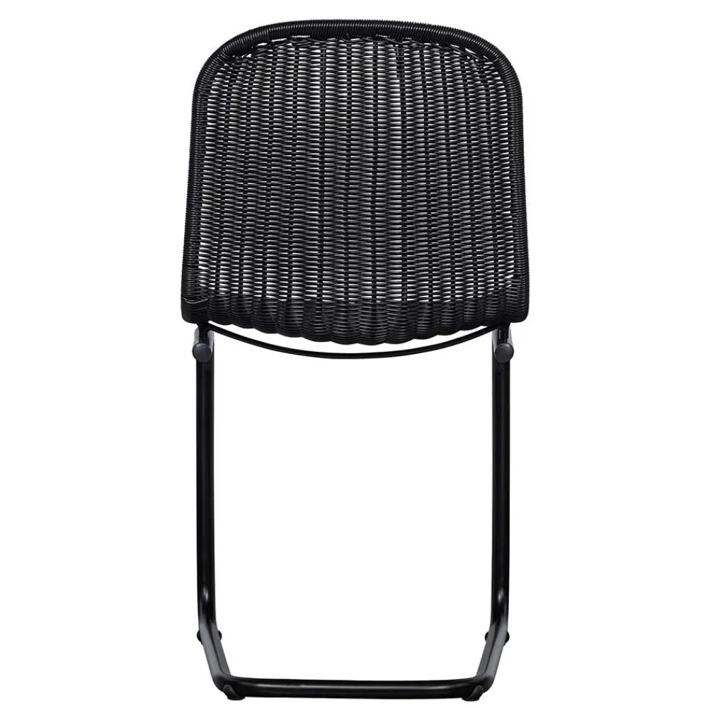 Wohnen Rattanmöbel*Schwarzer Freischwinger aus Kunstrattan - Babette (2er Set)