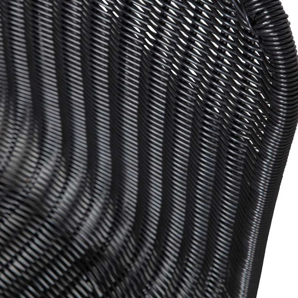 Wohnen Rattanmöbel*Schwarzer Freischwinger aus Kunstrattan - Babette (2er Set)