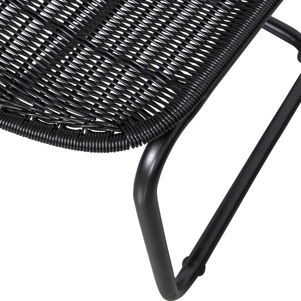 Wohnen Rattanmöbel*Schwarzer Freischwinger aus Kunstrattan - Babette (2er Set)