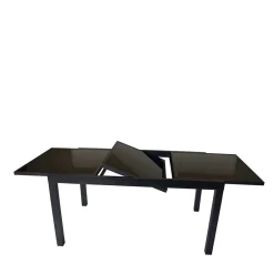 Wohnen Schwarzer Gartentisch aus Aluminium & Glas - Chiano