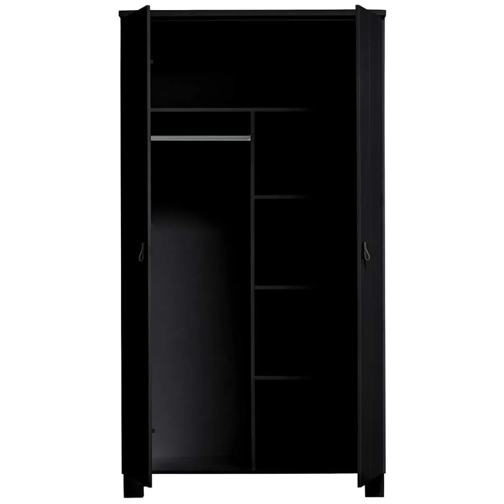 Wohnen Schwarzer Kleiderschrank aus Massivholz - Florida