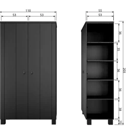 Wohnen Schwarzer Kleiderschrank aus Massivholz - Florida