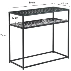 Wohnen Telefontische*Schwarzer Konsolentisch mit Glasplatte - Panfreda