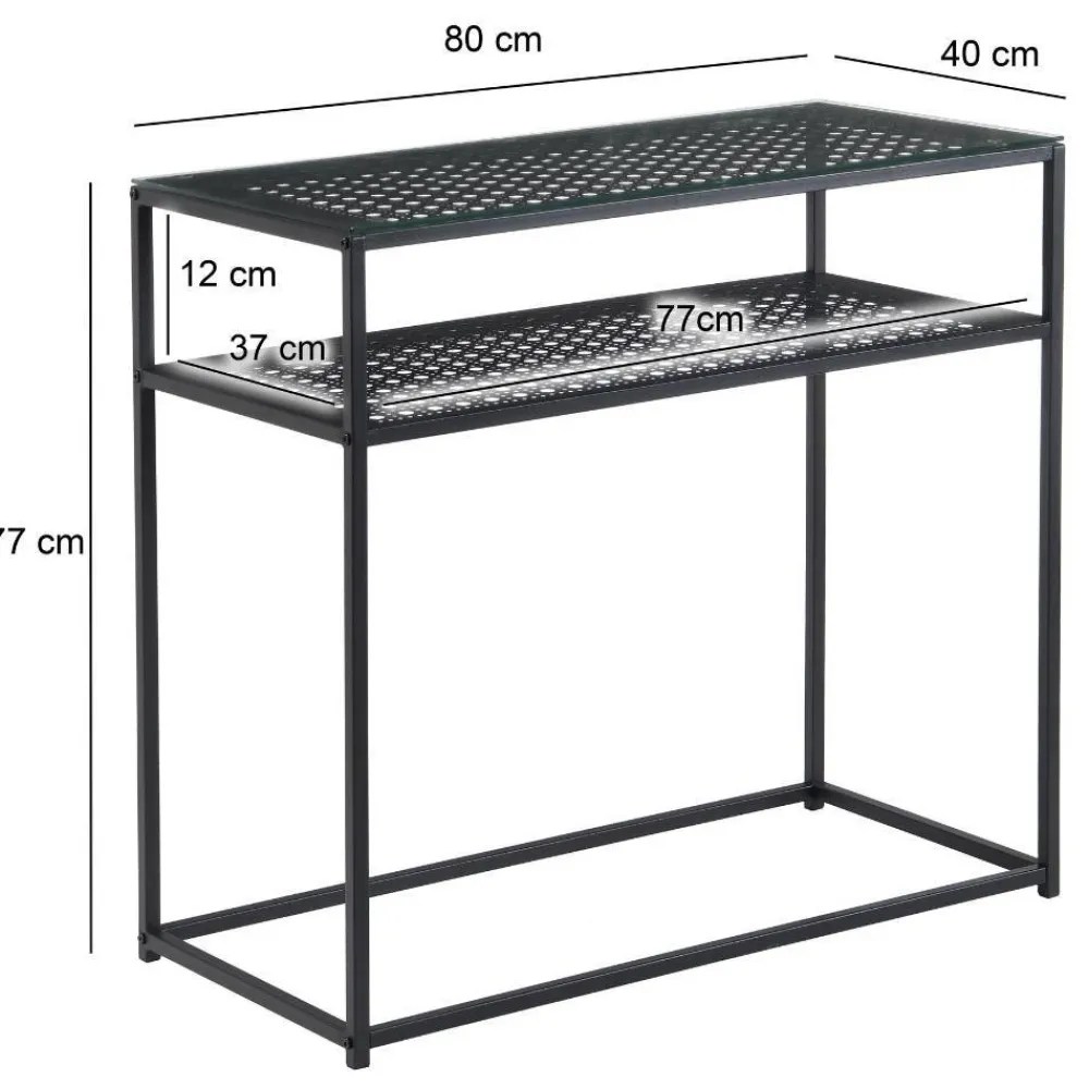 Wohnen Telefontische*Schwarzer Konsolentisch mit Glasplatte - Panfreda
