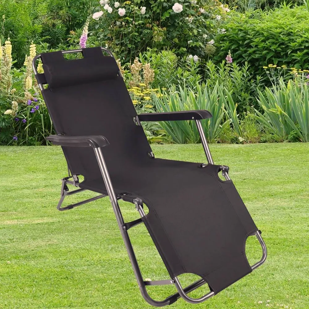 Wohnen Schwarzer Liegestuhl klappbar - Conceppa