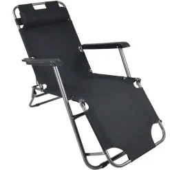 Wohnen Schwarzer Liegestuhl klappbar - Conceppa