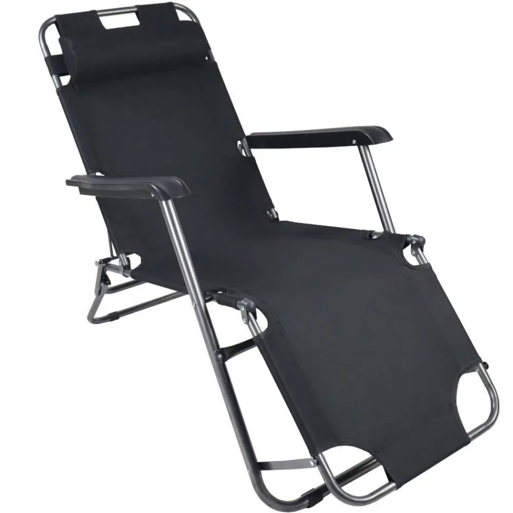 Wohnen Schwarzer Liegestuhl klappbar - Conceppa