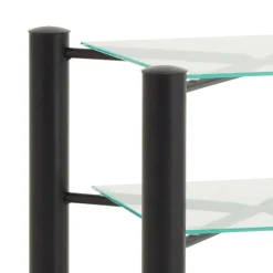 Wohnen Nachttische*Schwarzer Metall Nachttisch Frisata mit zwei Glasplatten