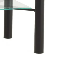 Wohnen Nachttische*Schwarzer Metall Nachttisch Frisata mit zwei Glasplatten