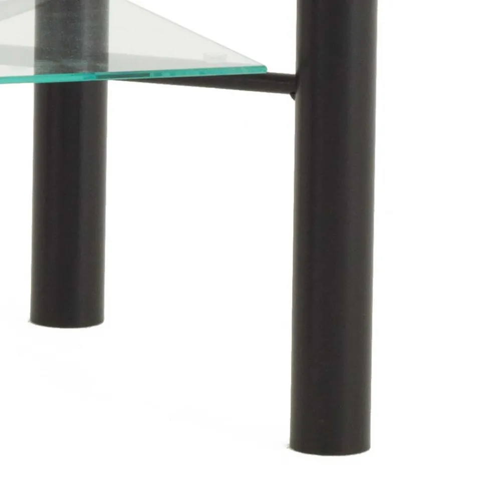 Wohnen Nachttische*Schwarzer Metall Nachttisch Frisata mit zwei Glasplatten