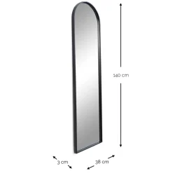 Wohnen Schwarzer Metallspiegel oben gerundet - Dieus