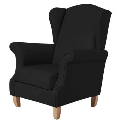 Wohnen Sessel & Hocker|Sessel*Schwarzer Ohrenbackensessel aus Kunstleder - Yannik