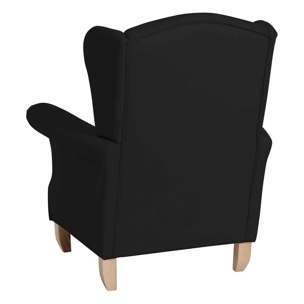 Wohnen Sessel & Hocker|Sessel*Schwarzer Ohrenbackensessel aus Kunstleder - Yannik