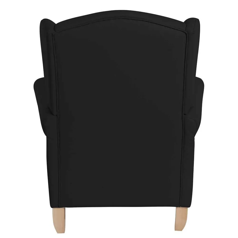 Wohnen Sessel & Hocker|Sessel*Schwarzer Ohrenbackensessel aus Kunstleder - Yannik