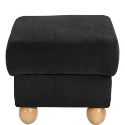 Wohnen Sessel & Hocker*Schwarzer Polsterhocker mit Veloursbezug - Bravassa