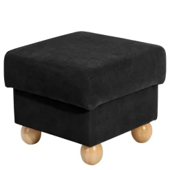 Wohnen Sessel & Hocker*Schwarzer Polsterhocker mit Veloursbezug - Bravassa