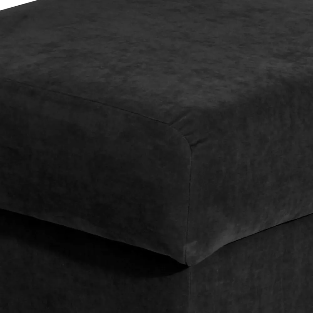 Wohnen Sessel & Hocker*Schwarzer Polsterhocker mit Veloursbezug - Bravassa