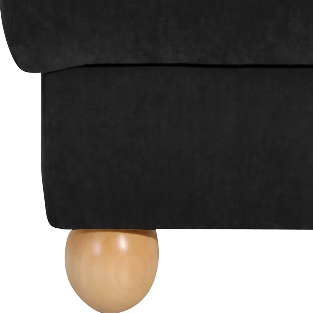 Wohnen Sessel & Hocker*Schwarzer Polsterhocker mit Veloursbezug - Bravassa