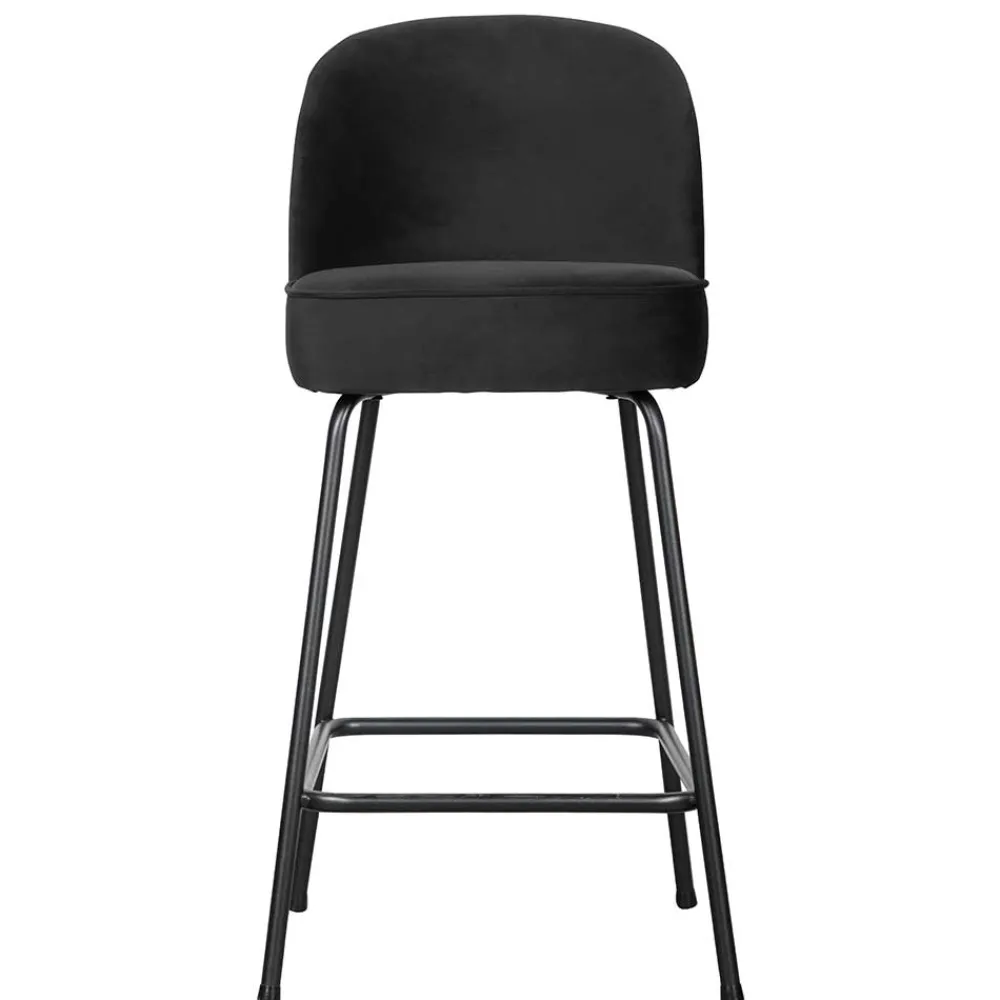 Wohnen Schwarzer Retro Samt Barstuhl in zwei Höhen - Abelless