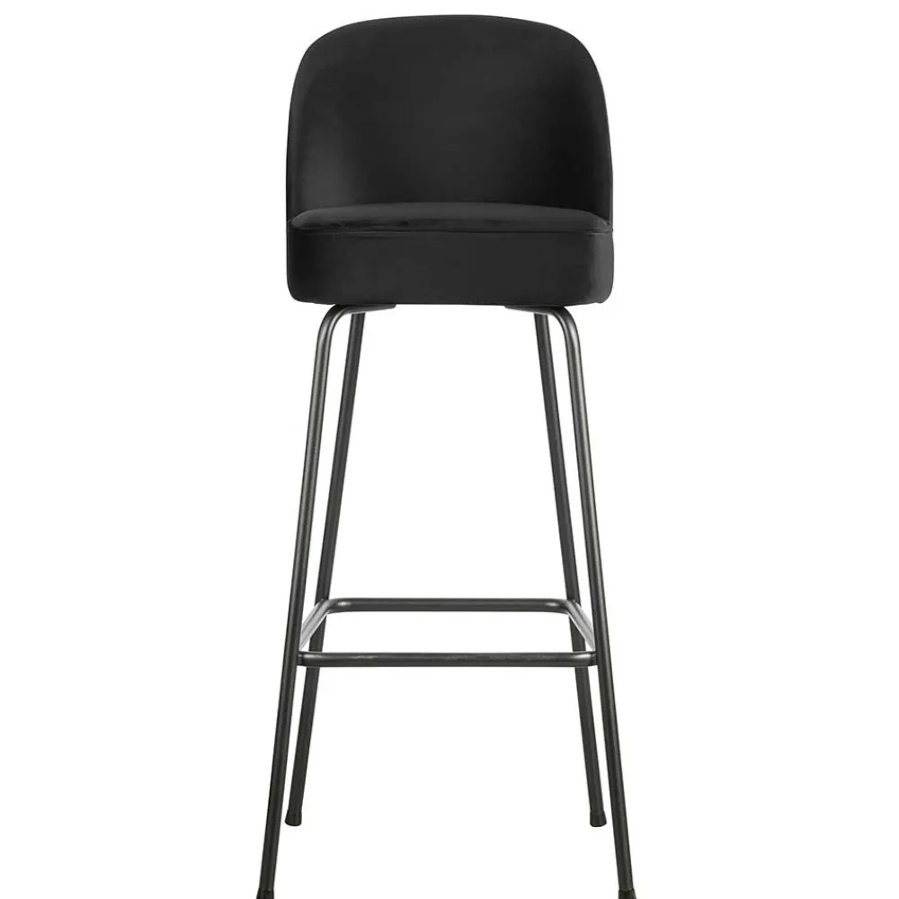 Wohnen Schwarzer Retro Samt Barstuhl in zwei Höhen - Abelless