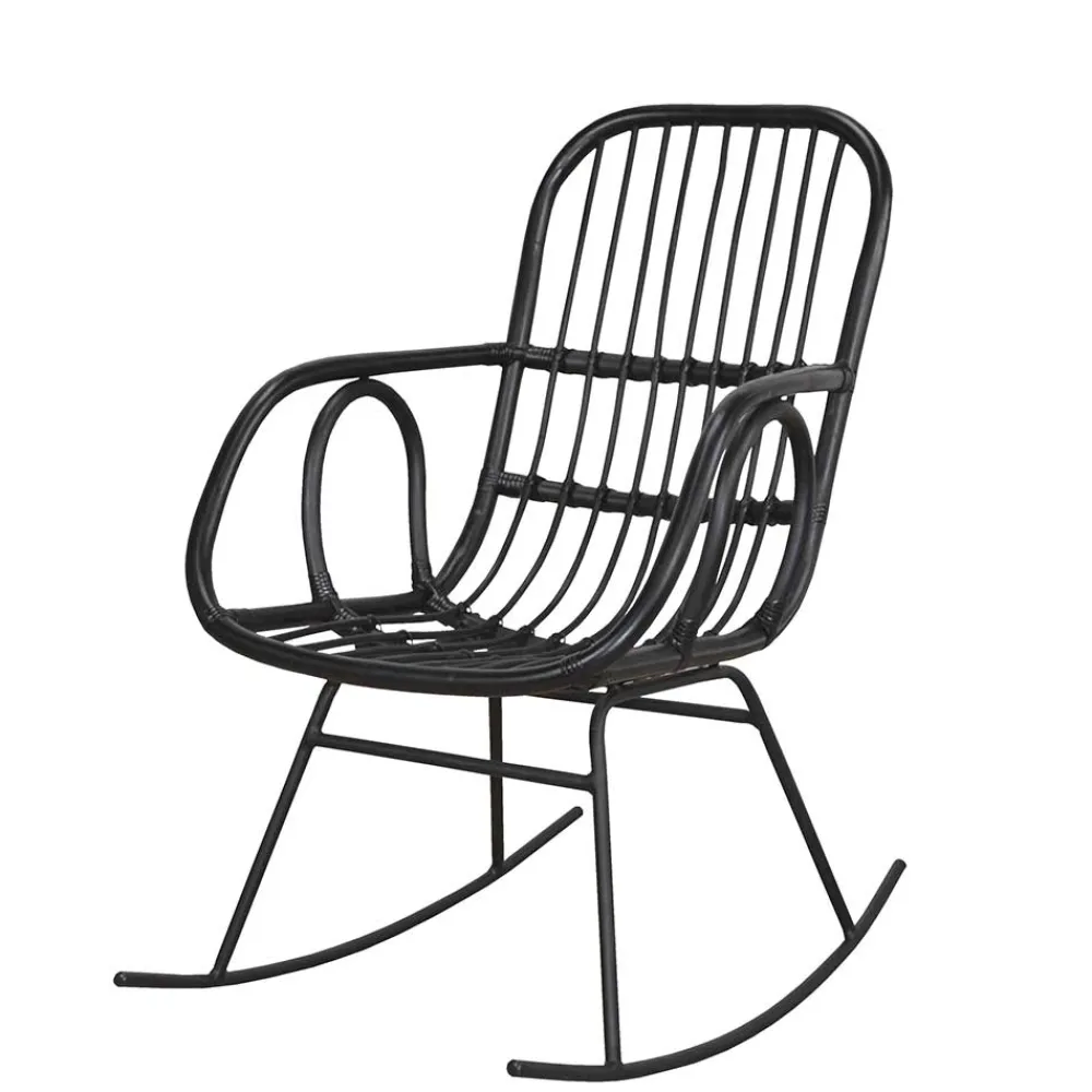 Wohnen Rattanmöbel*Schwarzer Schaukelstuhl modern - Italiano