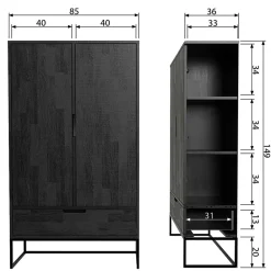 Wohnen Kommoden|Esszimmerschränke*Schwarzer Schrank aus Holz & Metall - Almery
