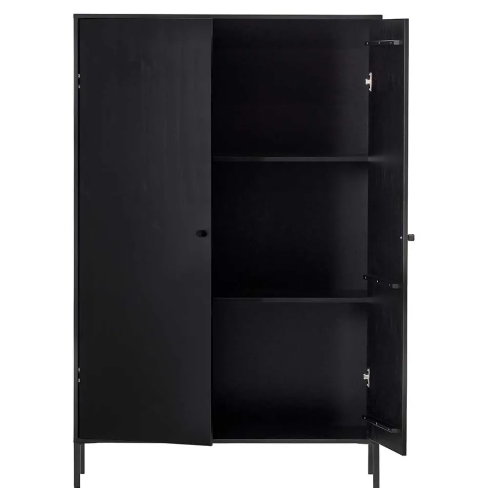 Wohnen Esszimmer-Vitrinen|Vitrinen*Schwarzer Schrank mit Doppeltür - 100x155x40 - Burgossi