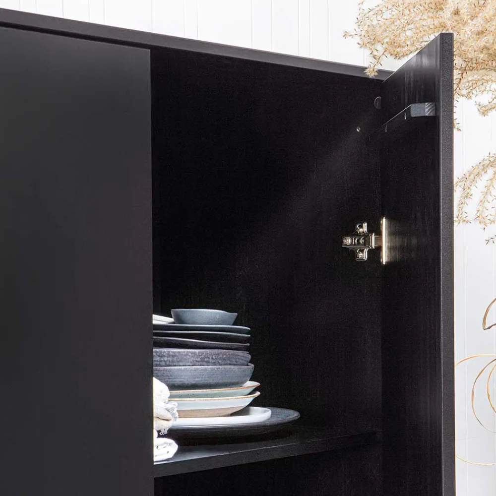 Wohnen Esszimmer-Vitrinen|Vitrinen*Schwarzer Schrank mit Doppeltür - 100x155x40 - Burgossi