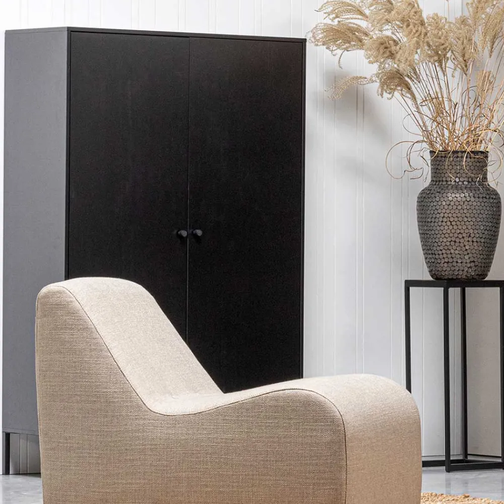 Wohnen Esszimmer-Vitrinen|Vitrinen*Schwarzer Schrank mit Doppeltür - 100x155x40 - Burgossi