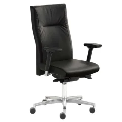 Wohnen Schwarzer Schreibtischsessel mit Lederbezug - Heliawa