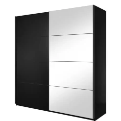 Wohnen Kleiderschränke|Kleiderschränke*Schwarzer Schwebetürenschrank mit Spiegel - Excellenta