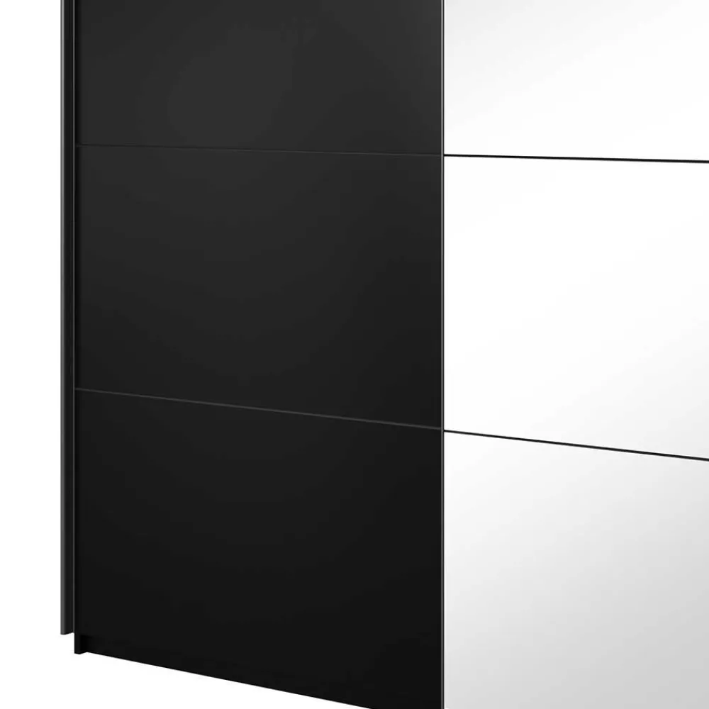 Wohnen Kleiderschränke|Kleiderschränke*Schwarzer Schwebetürenschrank mit Spiegel - Excellenta