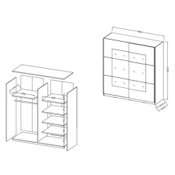 Wohnen Kleiderschränke|Kleiderschränke*Schwarzer Schwebetürenschrank mit Spiegel - Excellenta
