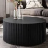 Wohnen Schwarzer Sofatisch mit gerilltem Zylindergestell - Crocetta