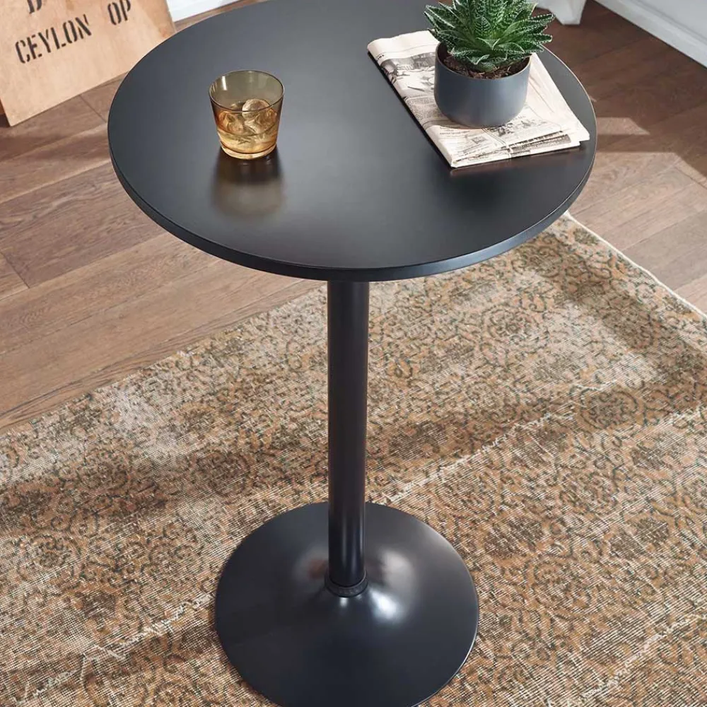 Wohnen Bartische*Schwarzer Stehtisch in Rund 60 cm - Cleva