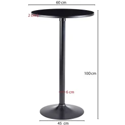 Wohnen Bartische*Schwarzer Stehtisch in Rund 60 cm - Cleva