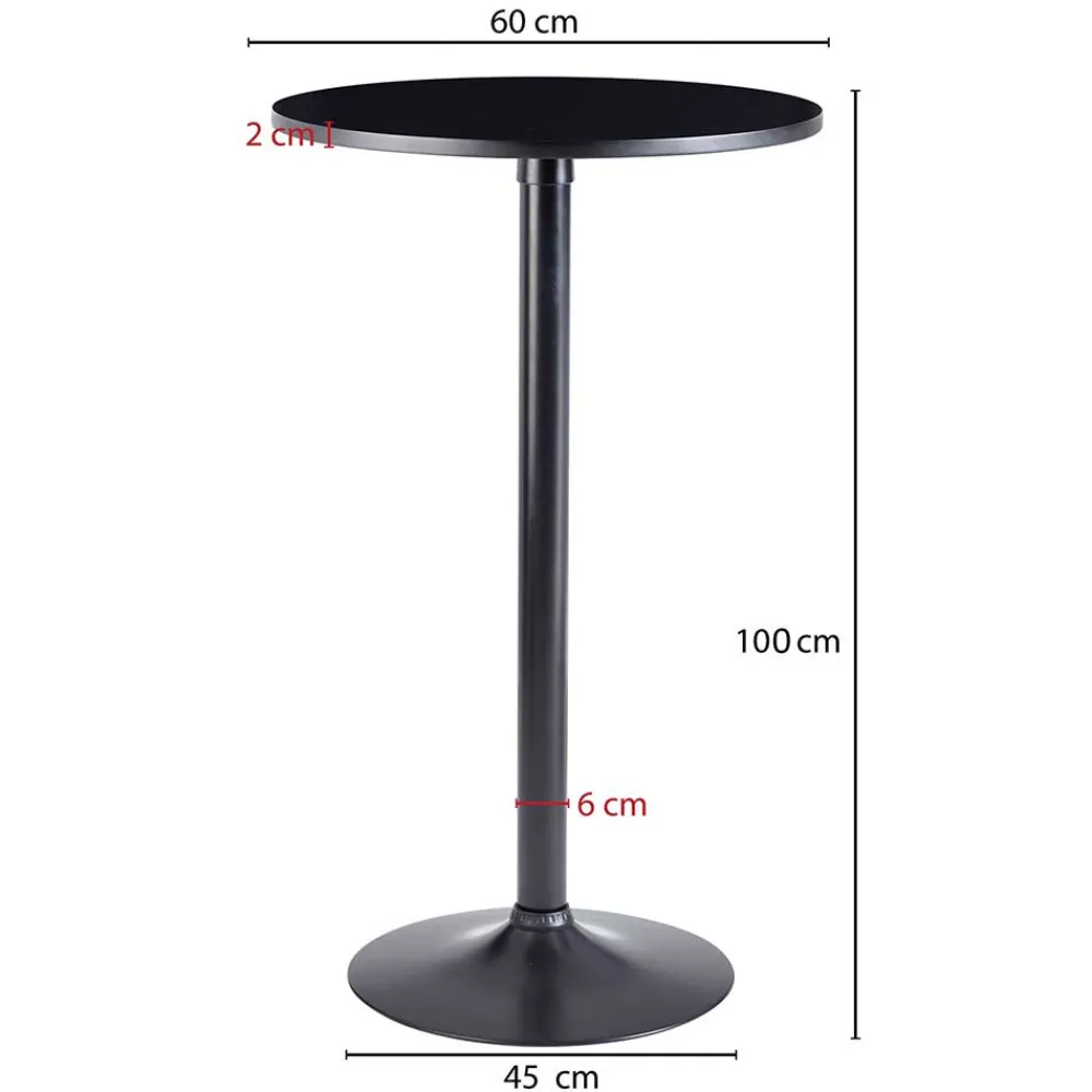 Wohnen Bartische*Schwarzer Stehtisch in Rund 60 cm - Cleva