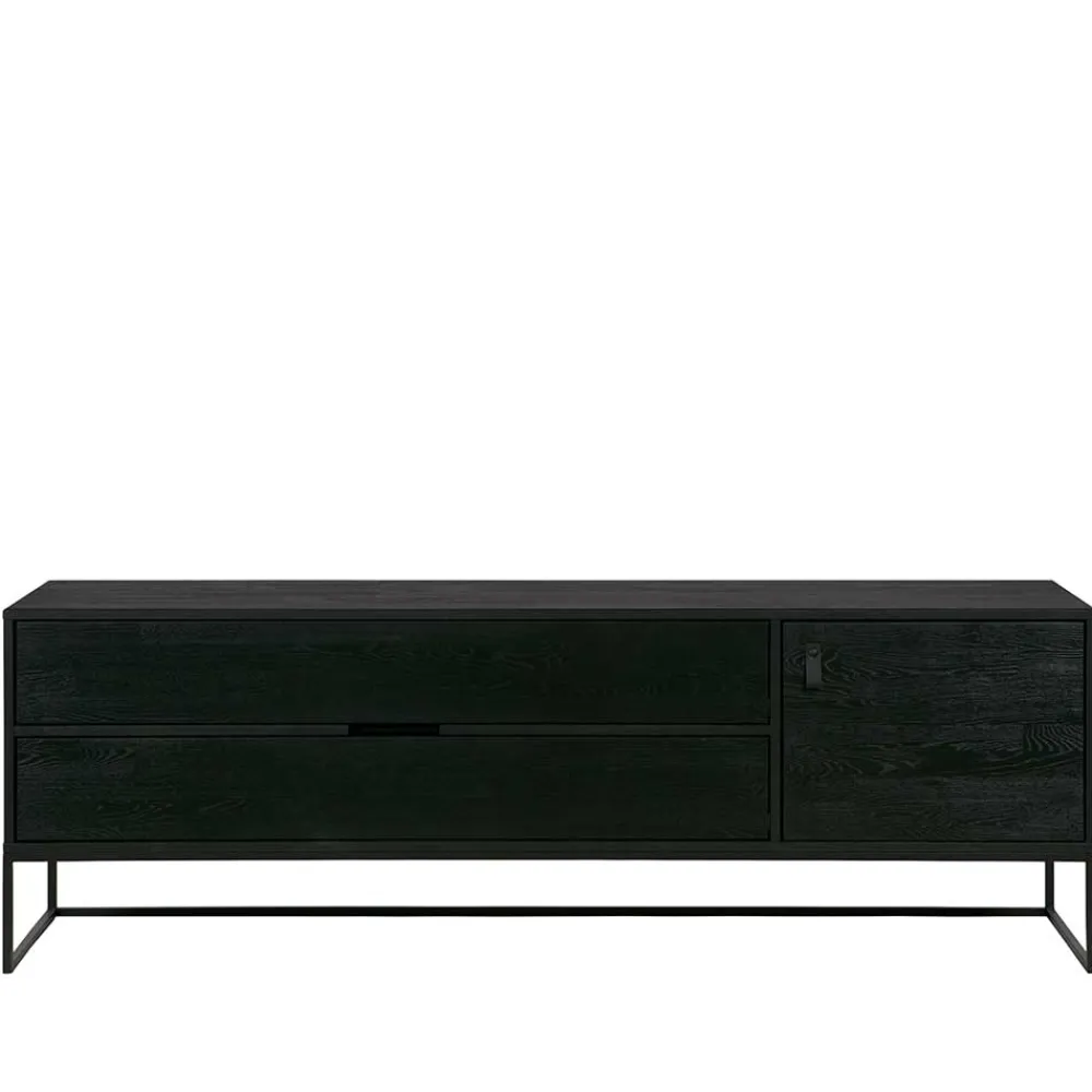 Wohnen Schwarzer TV Unterschrank mit zwei Schubladen - Almery