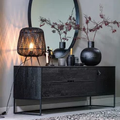 Wohnen Schwarzer TV Unterschrank mit zwei Schubladen - Almery